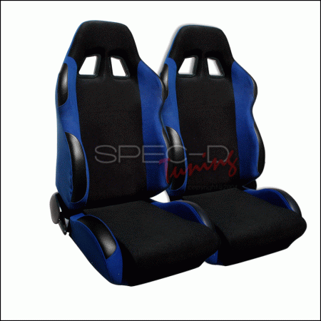 Mercedes  Universal Spec-D Bride Style Racing Seats - Black & Blue Cloth - Pair - RS-504-2