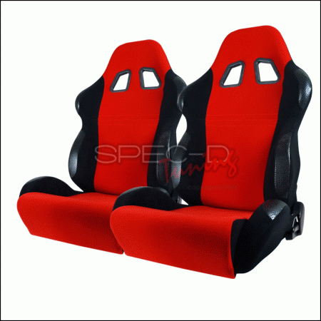 Mercedes  Universal Spec-D Bride Style Seats Red & Black - Pair - RS-506-2