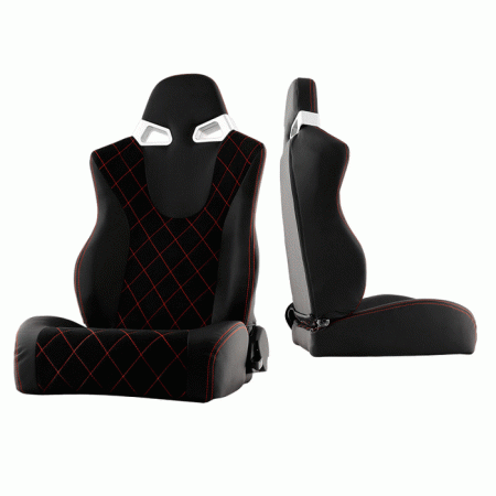 Mercedes  Universal Xtune CG Style Racing Seat - Double Slider - Black & Black - Driver Side - RST-CG-03-BKRX-DR