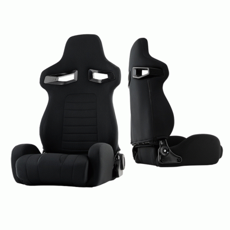 Mercedes  Universal Xtune R33 Style Racing Seat SP Fabric - Double Slider - Black & Black - Driver Side - RST-R33-04-BK-DR