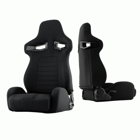 Mercedes  Universal Xtune R33 Style Racing Seat SP Fabric - Double Slider - Black & Black - Passenger Side - RST-R33-04-BK-PA