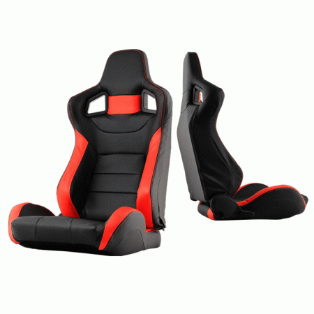 Mercedes  Universal Xtune SCS Style Racing Seat Carbon- Double Slider - Black & Red - Passenger Side - RST-SCS-02-BKR-PA
