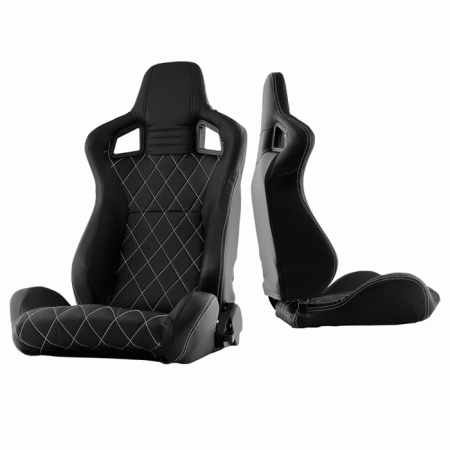 Mercedes  Universal Xtune SCS Style Racing Seat CarbonWhite X - Double Slider - Black & Black - Driver Side - RST-SCS-05-BKWX-DR