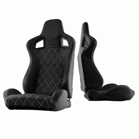 Mercedes  Universal Xtune SCS Style Racing Seat CarbonWhite X - Double Slider - Black & Black - Passenger Side - RST-SCS-05-BKWX-PA