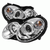 Mercedes-Benz CLK Spyder Projector Headlights - Halogen Model Only - LED Halo - Daytime Running Light - Chrome - High H1 - Low H7 - PRO-YD-MBCLK03-DRL-C