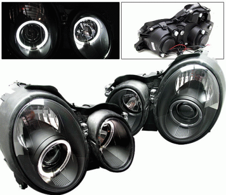 Mercedes  Mercedes-Benz CLK 4 Car Option Halo Projector Headlights - Black - LP-MBW208B-YD