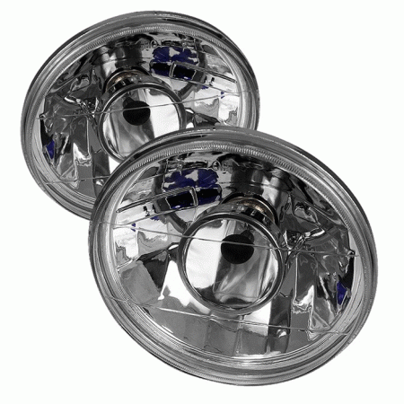 Mercedes  Spyder Round Projector Lamp 7 Inch with Super White H4 Bulbs - Chrome - PRO-CL-7ROU-H4-C