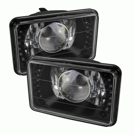Mercedes  Universal Xtune 4x6 Inch Projector Headlights with LED - Black - PRO-JH-4X6-LED-BK