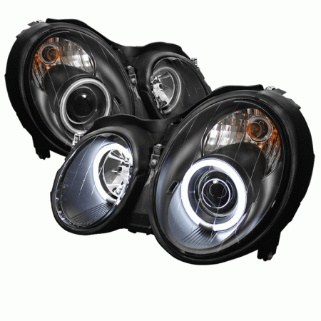 Mercedes  Mercedes-Benz CLK Spyder Projector Headlights - Halogen Model Only - CCFL Halo - Black - High H1 - Low H7 - PRO-YD-MBCLK98-CCFL-BK