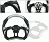 Universal 4 Car Option Steering Wheel - Battle Type Black & Silver - 320mm - SW-94117-BKS