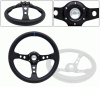 Universal 4 Car Option Steering Wheel - Deep Dish Black with Blue Stitch - 320mm - SW-94125-BK-B
