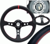 Universal 4 Car Option Steering Wheel - Deep Dish Black with Red Stitch - 320mm - SW-94125-BK-R