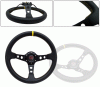 Universal 4 Car Option Steering Wheel - Deep Dish Black with Yellow Stitch - 320mm - SW-94125-BK-Y