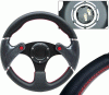 Universal 4 Car Option Steering Wheel - F16 Carbon Black with Red Stitch - 320mm - SW-9410032-BK2-R