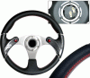 Universal 4 Car Option Steering Wheel - F16 Carbon Black with Horn Red Stitch - 320mm - SW-9410032-BK-R