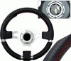 Universal 4 Car Option Steering Wheel - Net Black with Red Stitch - 320mm - SW-94164-BK-R