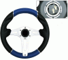Universal 4 Car Option Steering Wheel - Technic 3 Black & Blue - 320mm - SW-94168-BKB