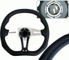 Universal 4 Car Option Steering Wheel - Technic Black with Blue Stitch - 350mm - SW-94159-BK-B