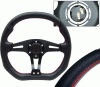 Universal 4 Car Option Steering Wheel - Technic Black with Red Stitch - 350mm - SW-94159-BK2-R