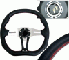 Universal 4 Car Option Steering Wheel - Technic Black with Red Stitch - 350mm - SW-94159-BK-R