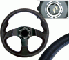 Universal 4 Car Option Steering Wheel - Type 2 Black with Blue Stitch - 320mm - SW-94150-BK-B