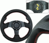 Universal 4 Car Option Steering Wheel - Type 2 Black with Horn with Red Stitch - 280mm - SW-9415028-BK-R
