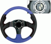 Universal 4 Car Option Steering Wheel - Type 2 Black & Blue - 320mm - SW-94150-BKB