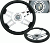Universal 4 Car Option Steering Wheel - X type 4 Spoke Black & Chrome - 350mm - SW-41043-BKC