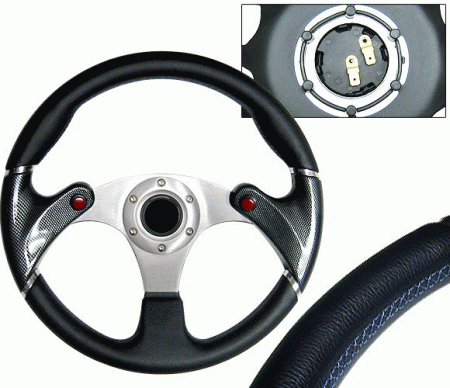 Mercedes  Universal 4 Car Option Steering Wheel - F16 Carbon Black with Horn Blue Stitch - 320mm - SW-9410032-BK-B
