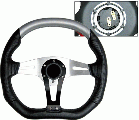 Mercedes  Universal 4 Car Option Steering Wheel - Technic Black & Silver - 350mm - SW-94159-BKS