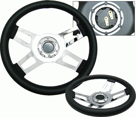 Mercedes  Universal 4 Car Option Steering Wheel - X type 4 Spoke Black & Chrome - 350mm - SW-41043-BKC