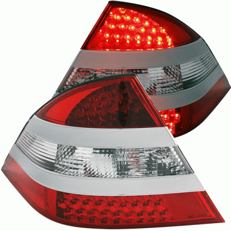 Mercedes  Mercedes-Benz S Class Anzo LED Taillights with Red Housing - Silver Middle - Clear Lens - 321086